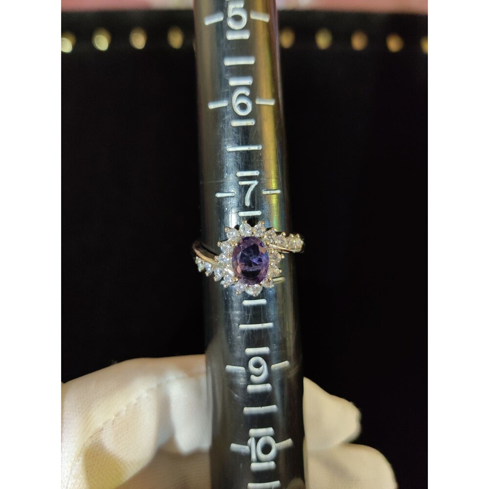 Sterling Silver Purple Rhinestone Ring - Picture 3 of 6